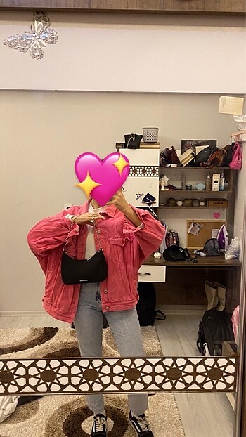 bershka pembe oversize kot ceket