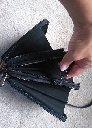 Askılı siyah omuz cüzdan çanta - Görsel 5