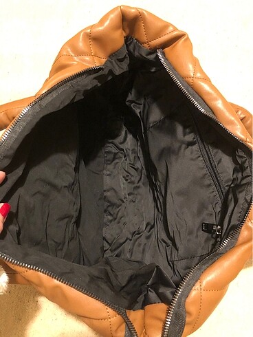 Siyah ve Taba büyük kadın çanta - Görsel 9