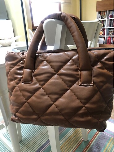 Siyah ve Taba büyük kadın çanta - Görsel 6