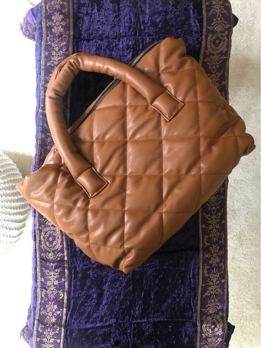 Siyah ve Taba büyük kadın çanta - Görsel 7