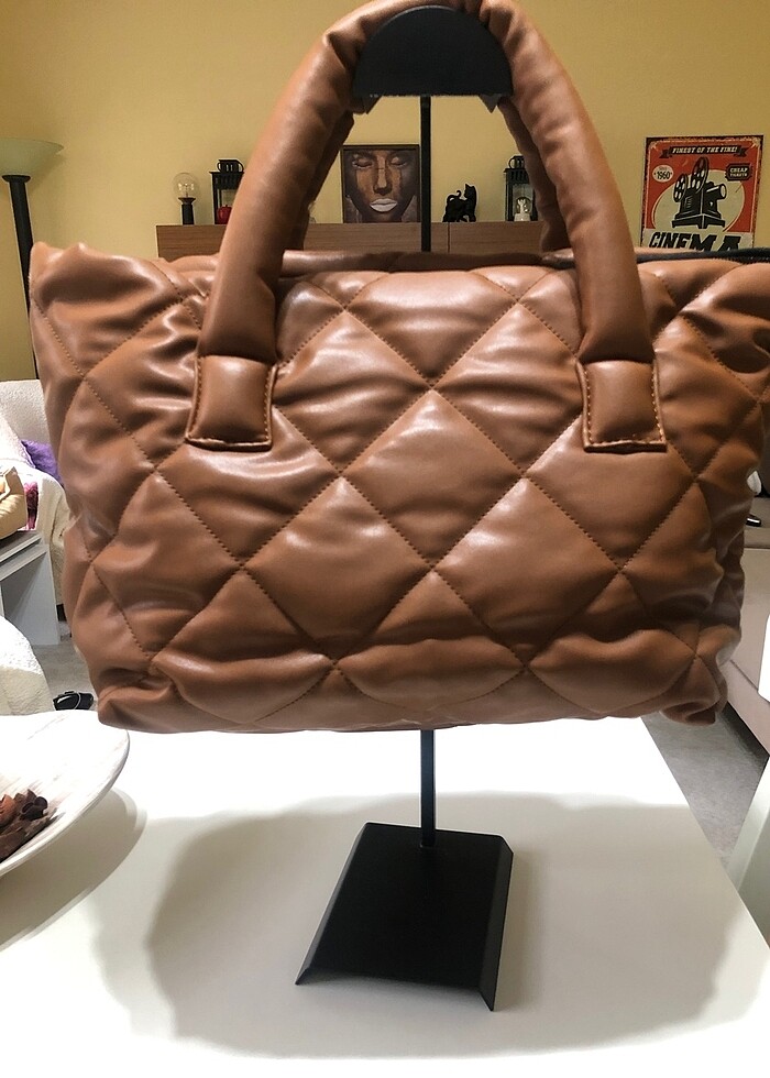 Siyah ve Taba büyük kadın çanta - Görsel 3