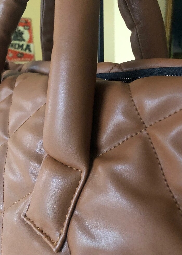 Siyah ve Taba büyük kadın çanta - Görsel 5