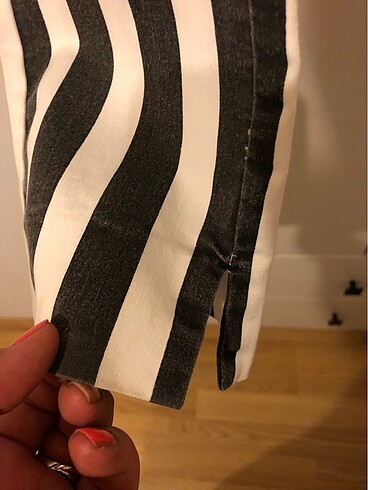 Mango Siyah Çizgili Kadın Pantolon - Görsel 5