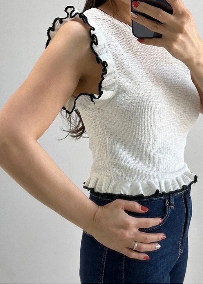 Zara Ekru Bluz - Görsel 5