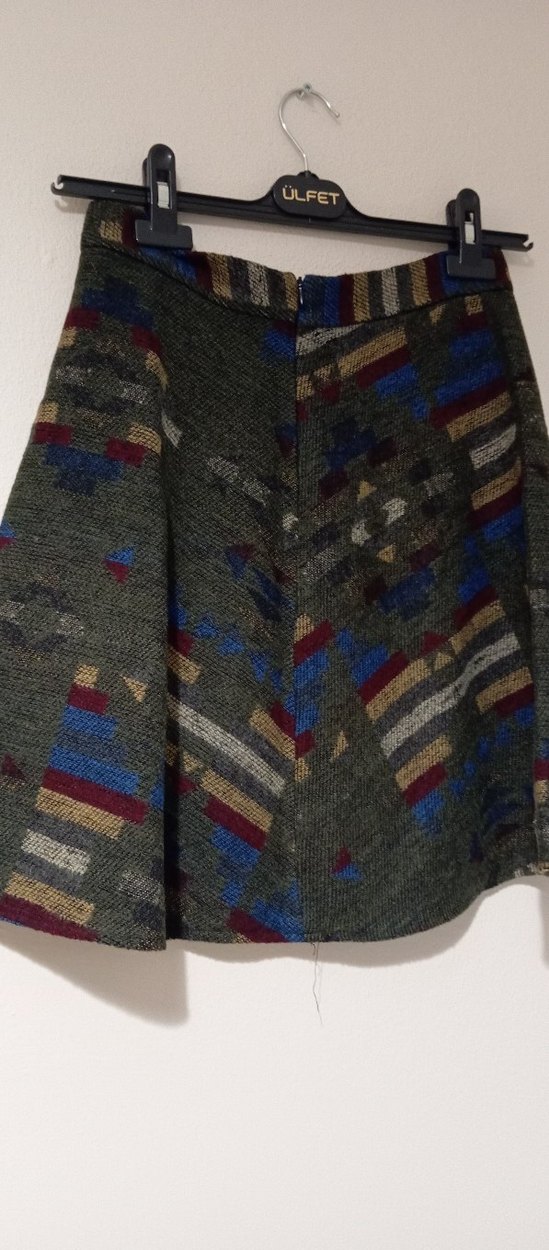 Bohem Çok Renkli Midi Hamile Etek - Görsel 2