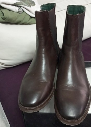 Kahverengi Deri Stiletto Topuklu Kadın Bot - Görsel 5