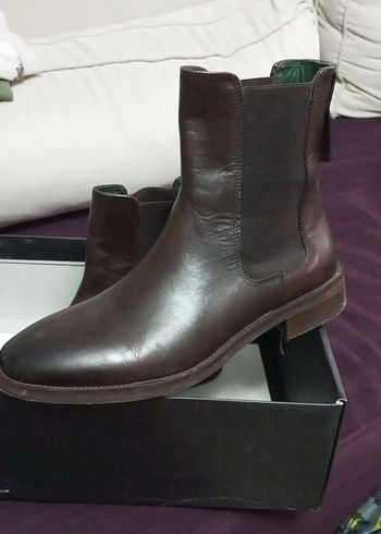 Kahverengi Deri Stiletto Topuklu Kadın Bot - Görsel 3