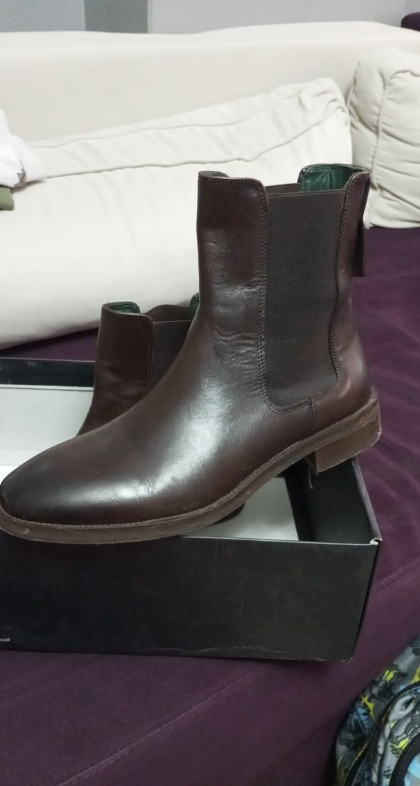 Kahverengi Deri Stiletto Topuklu Kadın Bot - Görsel 3