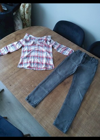 Kız Çocuk Gömlek ve Kot Pantolon - Görsel 2