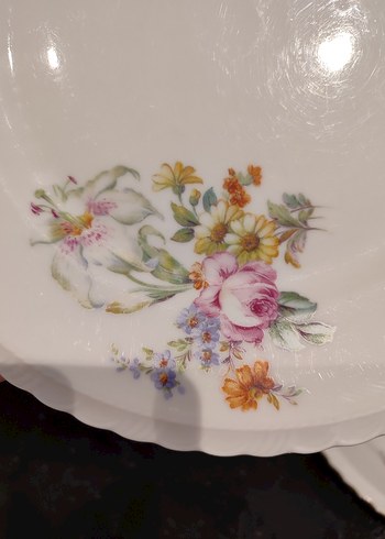 Çiçek Desenli Vintage Porselen Tabaklar - Görsel 3