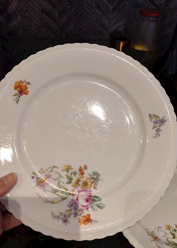 Çiçek Desenli Vintage Porselen Tabaklar - Görsel 4