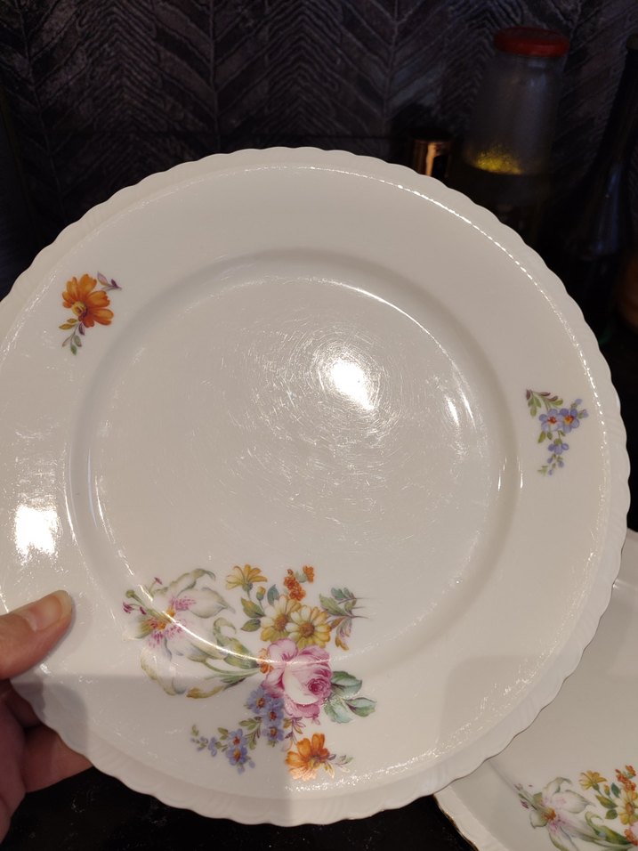 Çiçek Desenli Vintage Porselen Tabaklar - Görsel 4