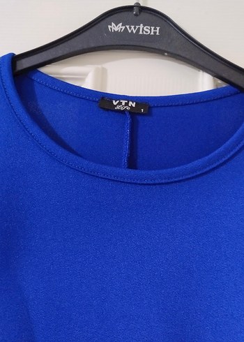 36 Beden Mavi Uzun Kollu Midi Tunik