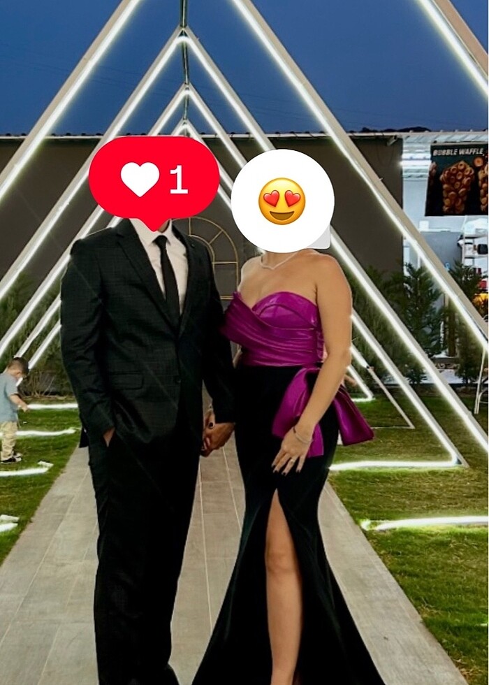 Siyah Fuşya balık abiye - Görsel 2