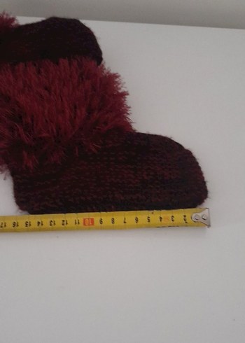 Bordo Örgü Kız çocuk patiği - Görsel 6