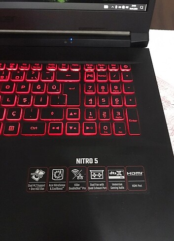  Beden Renk Acer Nitro 5 an517 54 rtx3050ti 17.3 inç i5 11. Nesil 