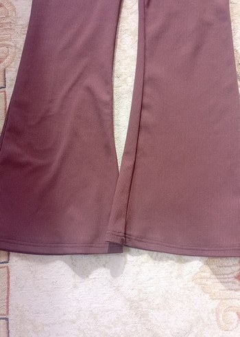 Bordo Yırtmaçlı Kadın İspanyol Paça Pantolon - Görsel 4