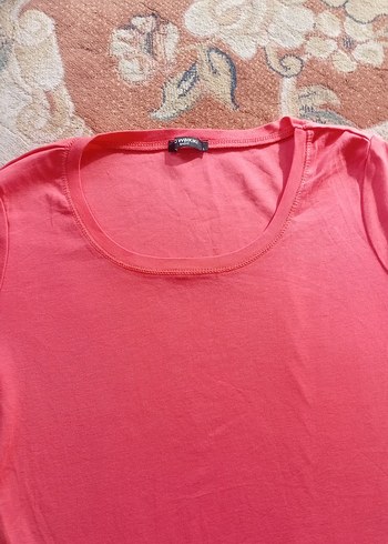 Pembe Kısa Kollu Basic Kadın Tişört - Görsel 2