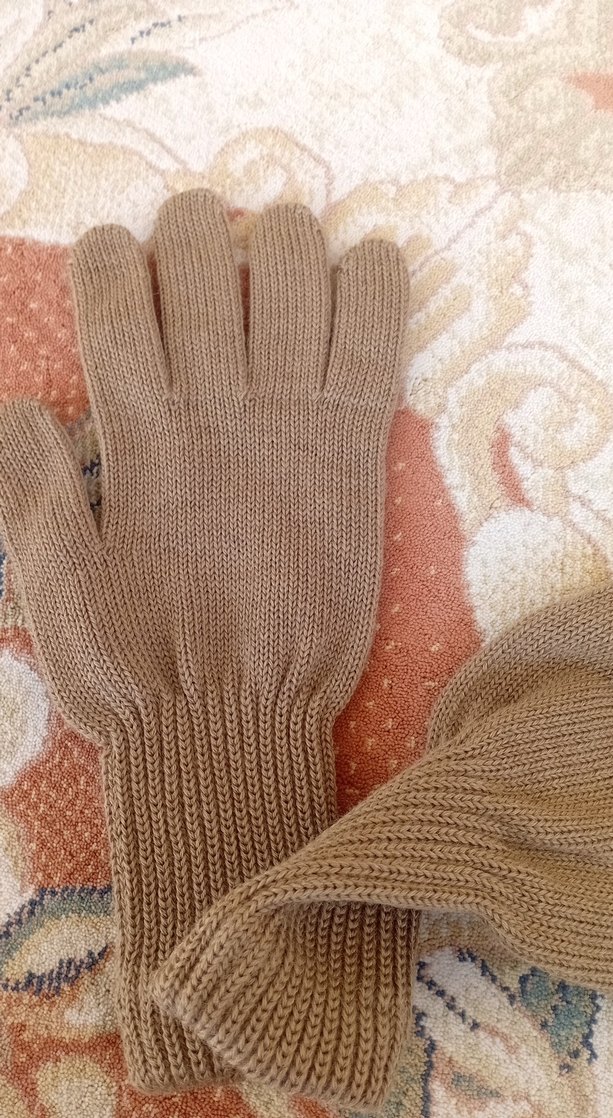 Bej Örgü Kadın Eldiveni - Görsel 2