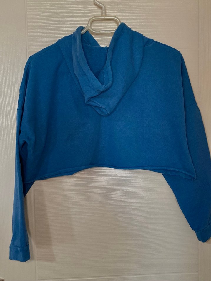 Kadın Mavi Kapüşonlu Sweatshirt - Görsel 2