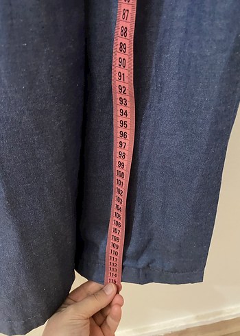 Mavi Uzun Keten pardesü - Görsel 4