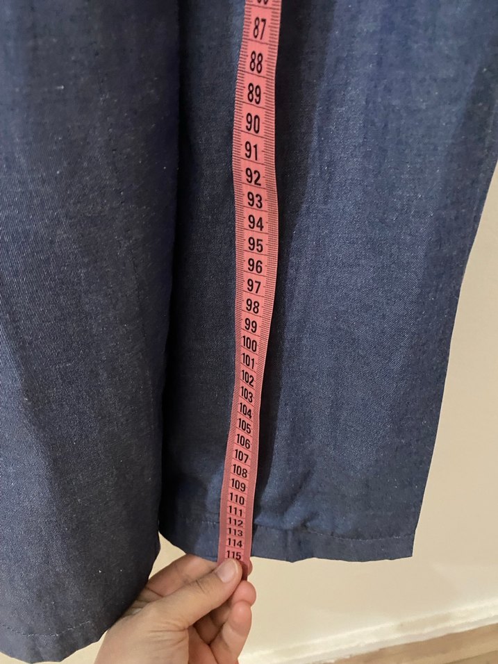 Mavi Uzun Keten pardesü - Görsel 4