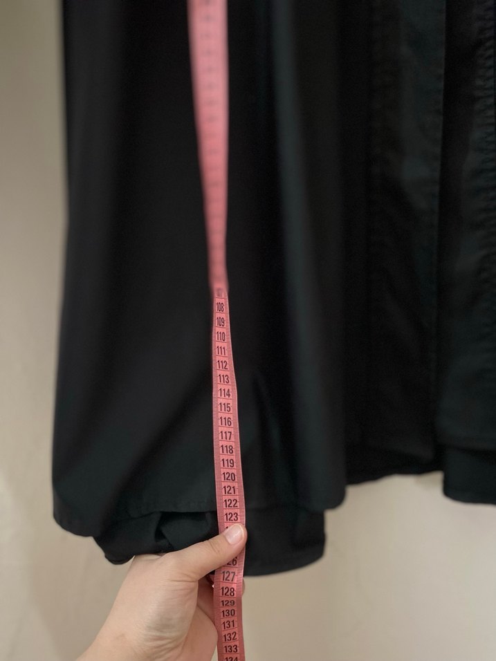 Siyah Düğmeli Uzun Kadın Keten pardesü - Görsel 2