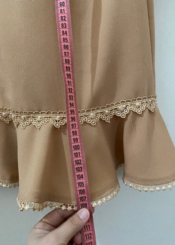 Bej Nakışlı kapri Kadın pardesü - Görsel 3