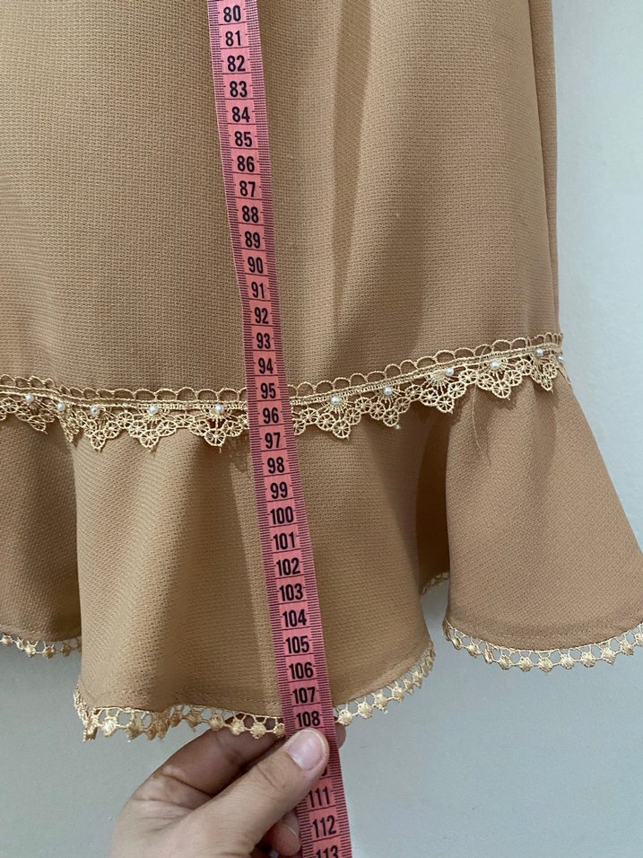 Bej Nakışlı kapri Kadın pardesü - Görsel 3