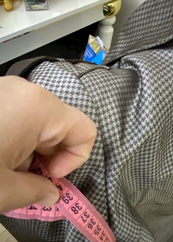 Gri Uzun Kadın Ofis Kabanı - Görsel 4