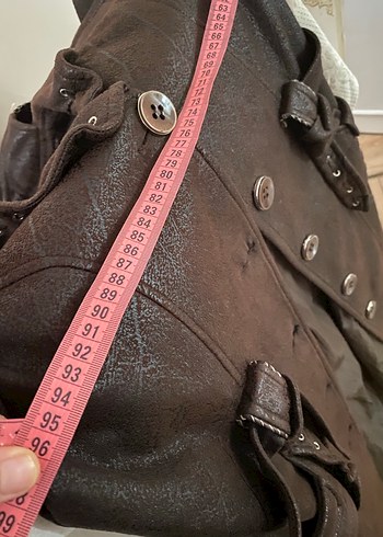 Kahverengi Deri Uzun Goth Kadın Kaban - Görsel 3