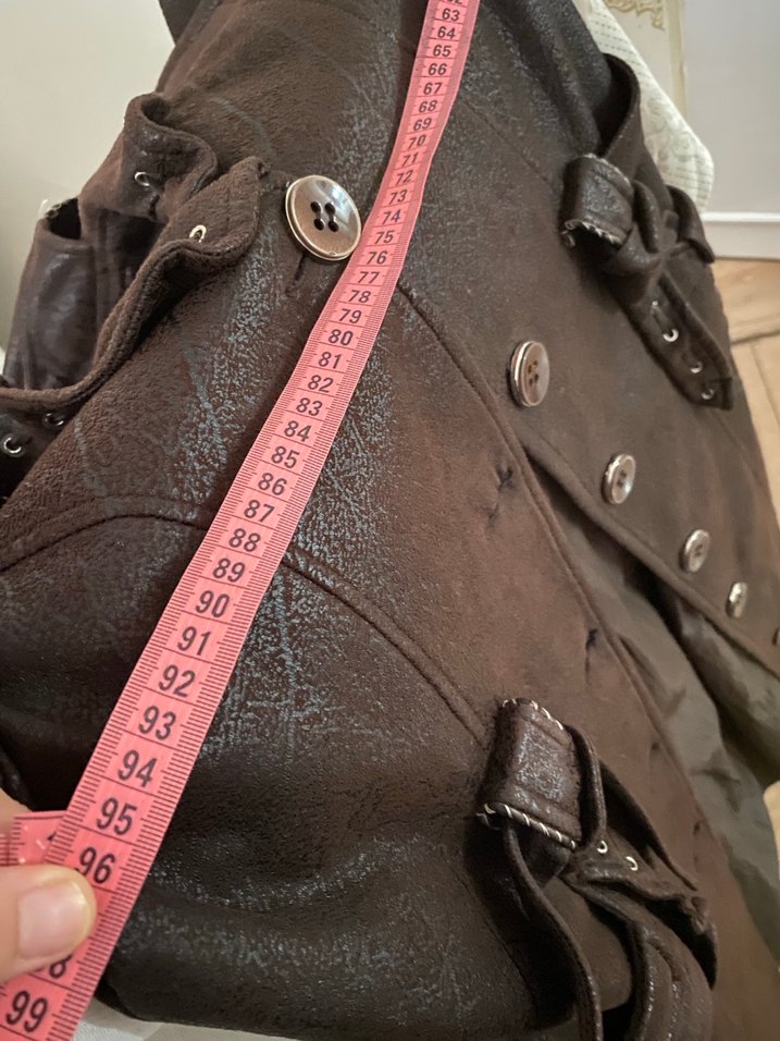 Kahverengi Deri Uzun Goth Kadın Kaban - Görsel 3