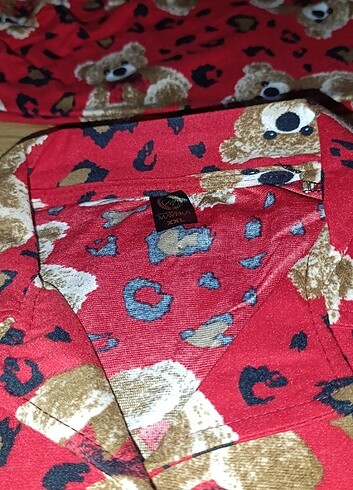 l Beden Uzun kollu düğmeli Pijama takımı 