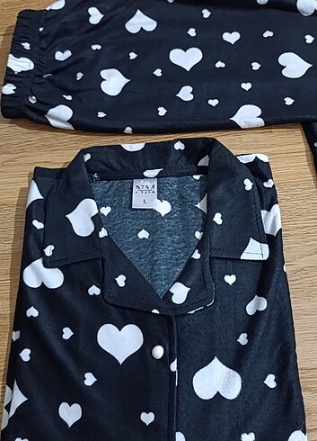 m Beden Uzun Kollu Düğmeli Bayan Pijama Takımı 