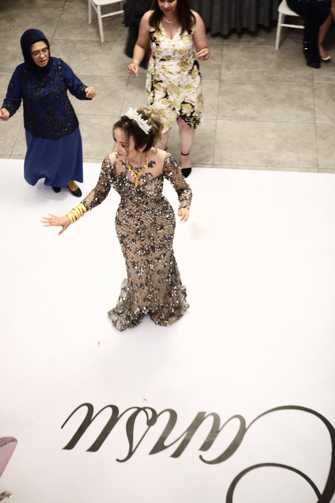 Parlak Gri /Füme Uzun Kollu Payetli Abiye Elbise - Görsel 5