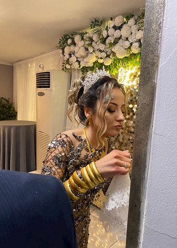 Gümüş Renginde Kına / Düğün Tacı - Görsel 2