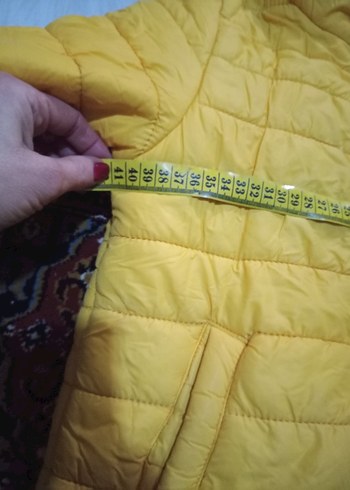 Sarı Kapüşonlu Fermuarlı Kadın Kışlık Mont - Görsel 8