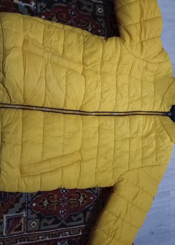 Sarı Kapüşonlu Fermuarlı Kadın Kışlık Mont - Görsel 4