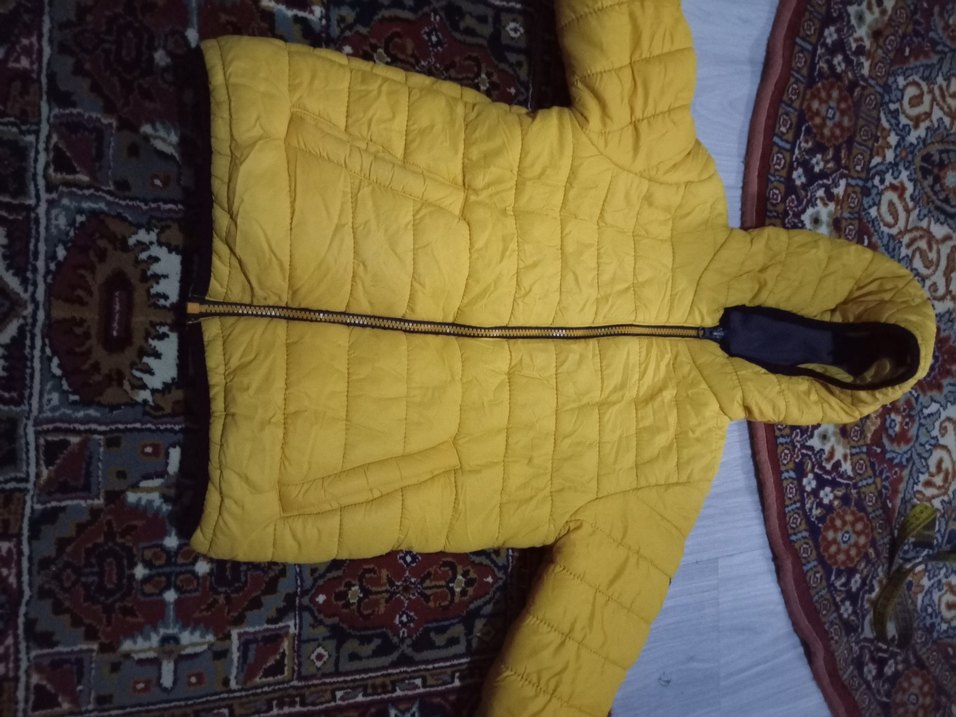 Sarı Kapüşonlu Fermuarlı Kadın Kışlık Mont - Görsel 4