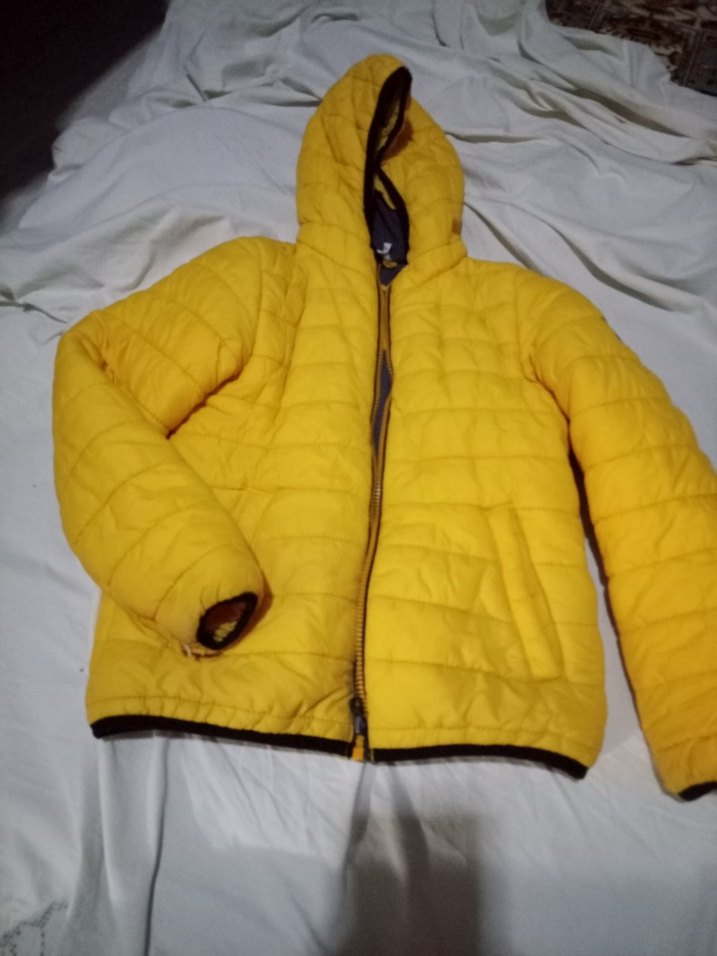 Sarı Kapüşonlu Fermuarlı Kadın Kışlık Mont - Görsel 2