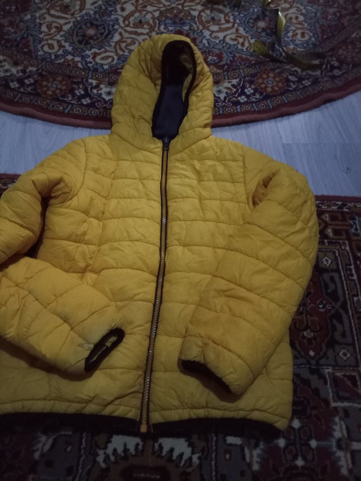 Sarı Kapüşonlu Fermuarlı Kadın Kışlık Mont - Görsel 3