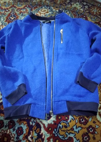 Erkek Mavi Fermuarlı Polar Sweatshirt - Görsel 2