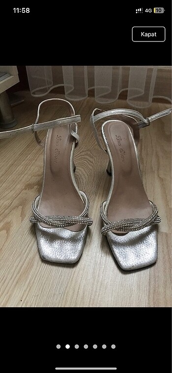 Nine West gümüş taşlı topuklu ayakkabı