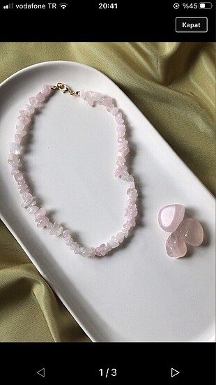 Pembe Kuvars Kırıktaş Kolye