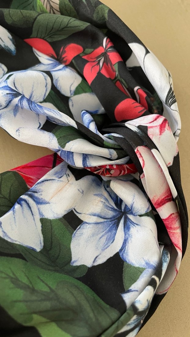 Çiçek Desenli Bohem Saten Saç Bandı - Görsel 3