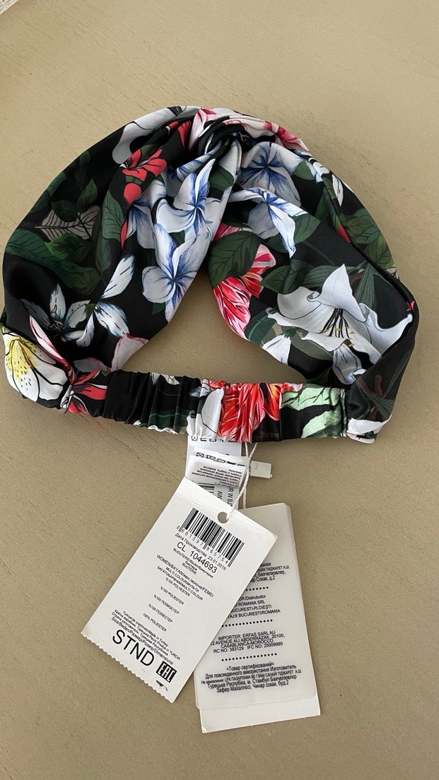 Çiçek Desenli Bohem Saten Saç Bandı - Görsel 2