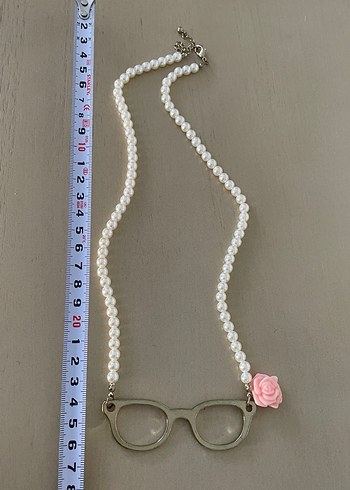 Boncuklu Pembe Gözlük Kolye - Görsel 6