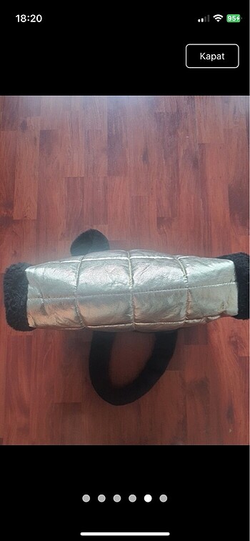 Beden altın Renk Gold peluş büyük çanta
