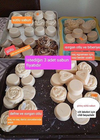 3 Adet Doğal Sabun fiyatidir